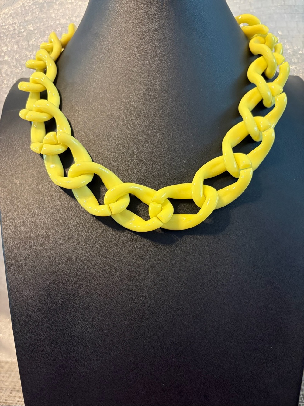 Vintage Yellow Chunky Chain Necklace - Women Jewelry